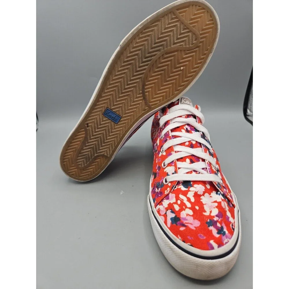 Keds  Women's Dream Foam Floral Sneakers - Size 11 - Red Canvas Lace-Up Shoes